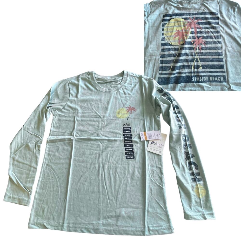 NEW Trunks Surf & Swim Long Sleeve TEE SM Men's Women's Blue 100% Cotton T Shirt